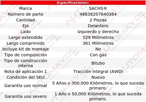 Juego 2 Amortiguadores Del Sachs Xc70 Awd L5 2.5l 03-07 Foto 2