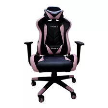 Cadeira De Escritório Racer X Rush Gamer Ergonômica Rosa Com Estofado De Couro Sintético