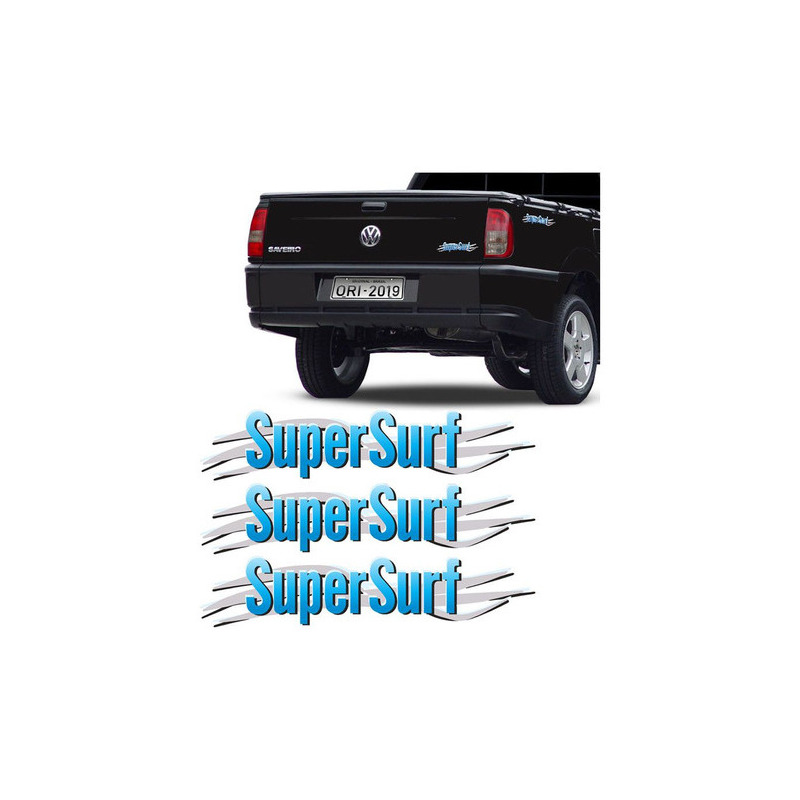 Emblema Adesivo Super Surf Saveiro Parati Gol 03/08 Cinza