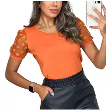 Blusa Feminina Renda Guipir Manga Curta Babados Promoção 