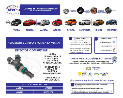 Inyector Combustible Versa - March 1.6 L 2012 Al 2022 Nissan Foto 5