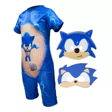 Fantasia Infantil Roupa Sonic 2 Máscaras Envio Já 1 A 9 Anos