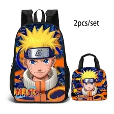 Morral Escolar De Doble Cara Naruto De 2 Piezas Con Lonchera