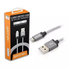 Cabo Micro Usb Para Usb - 1,5 Metros - Cinza - Geonav