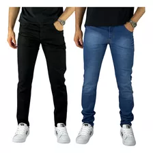 Kit 2 Calça Jeans Masculina Lisa Skinny Top De Linha Premium