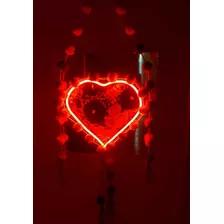 Lampara Decorativa Corazón Rojo Neon Con Bordados De Chiapas