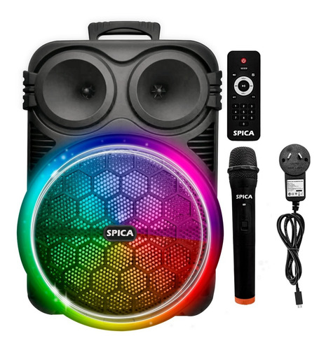Parlante Spica Sp-4412 Bluetooth Portatil 12 Pulgada Led Rgb