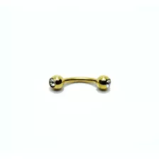 Piercing Bananinha Dourado Com Strass-rook-sobrancelha 1 Uni