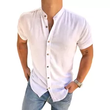 Camisas Cuello Mao De Lino Para Hombre, Camisa Cuello Neru