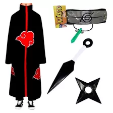 Manto Akatsuki Cosplay + Bandana Kunai Colar Anel Itachi M17