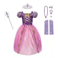 Completo Disfraz Disney Princesa Rapunzel Y Accesorios