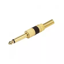 Plug P10 (6,35mm) Mono Preto Com Rabicho Dourado