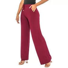 Calça Feminina Pantalona Preta Cintura Alta Com Bolsos 