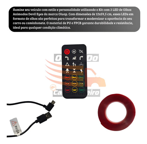 Kit Com 2 Led De Olhos Animados 12x59,5 Cm Devil Eyes — foto 3