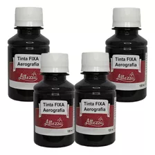 Tinta Aerógrafo Alta Pigmentação 4x100ml Preta ( F I X A )