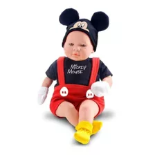 Boneco Mickey Ou Minnie 48cm Recém Nascido C/ Chupeta