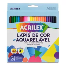 Lápis De Cor Aquarelável 24 Cores + 1 Pincel+1brussh Acrilex