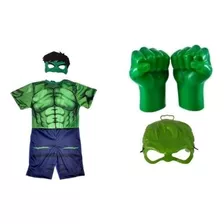 Kit Fantasia +2 Mascaras + Soco /punho -hulk Infantil Herois