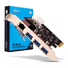 Placa Controladora Adaptador Pci Express Rede Rj45 Usb 3.0