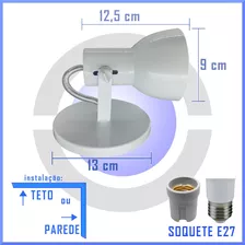 Luminária Sobrepor Para Teto Simples Laje Gesso 12 Unid