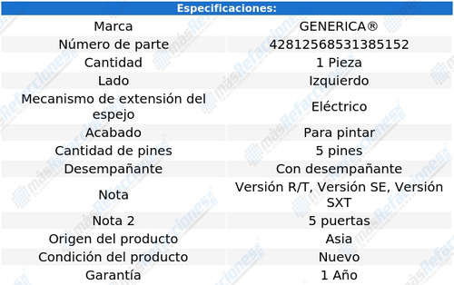 Espejo Dodge Journey 2013 - 2018 Elec C/desempaante Izq Qwe Foto 2