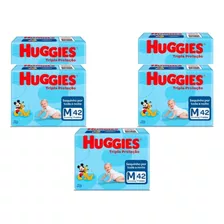 Kit Com 5 Fraldas Huggies Tripla Proteção M De 42 Unidades