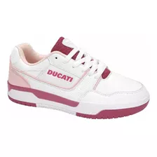 Tenis Choclo Ducati 281m Blanco Con Rosa Para Mujer