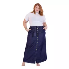 Saia Longa Jeans Plus Size Moda Evangélica Adulto Casual