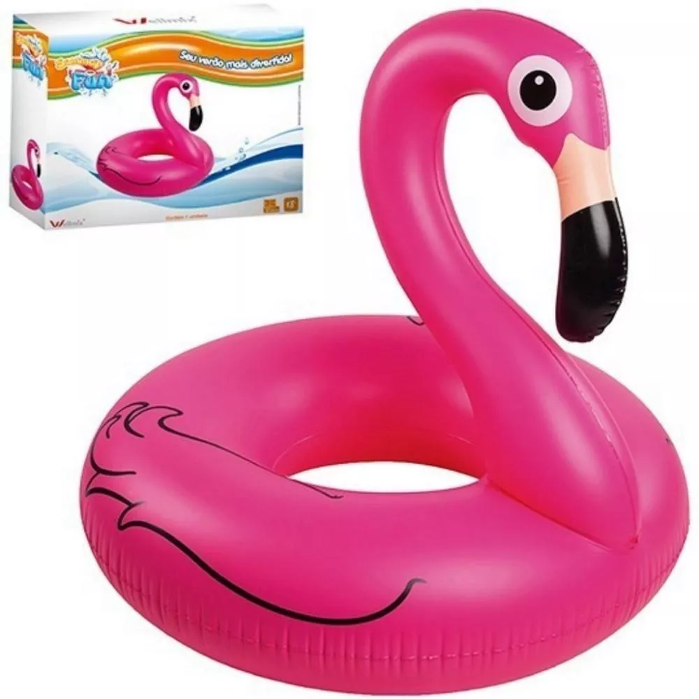 Boia Circular Flamingo Rosa Grande 120cm Diâmetro