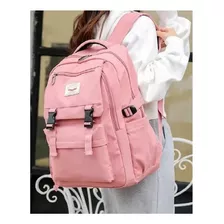 Mochila Bolso Escolar Juvenil Imprmeable Gran Capacidad 40l Color Rosa