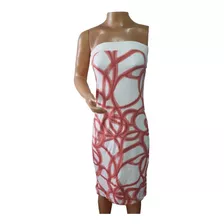 Vestido Tipo Strapless Forrado Modal Algodon Estampado T.s 