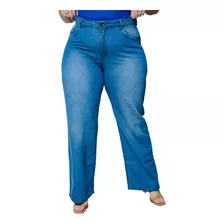 Calça Jeans Feminina Plus Size Wide Leg