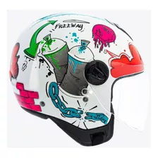 Capacete Moto Peels Freeway Street Cor Branco Com Azul Tamanho Do Capacete 62