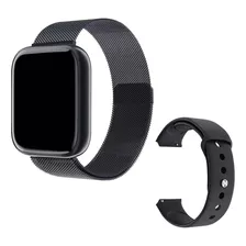 Relógio Smartwatch Preto P80 Plus Duas Pulseiras Android Ios