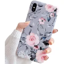 Funda Para iPhone XS Max, Gris/flores/flexible/resistente