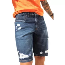 Bermuda Jeans Masculina Rasgada Coleção Itália 21657