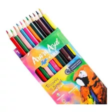 Lápis De Cor Escolar Aquarelável 12 Cores Arara Azul