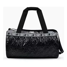 Bolso Footy Deportivo Puffy Logo Metalizado Negro Grande