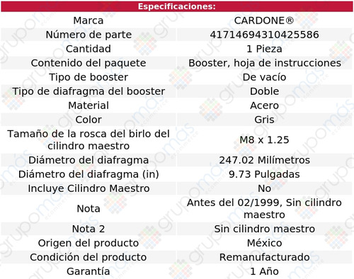 1 Booster Frenos Infiniti I30 96 Al 99 Cardone Reman Foto 5