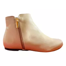 Bota Via Uno Ankle Boot Bico Redondo Couro Rasteirinha 72071