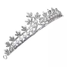 Coroa Tiara Arranjo Cabelo Noiva Strass Pérola Strass Luxo