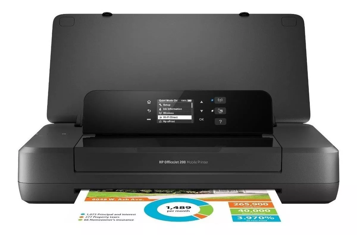 Impresora Portátil A Color  Simple Función Hp Officejet 200 Con Wifi Negra 100v/240v