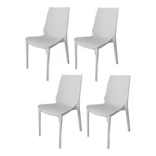 Silla Plastica Apilable Jardin Simil Ratan Harmony Pack 4