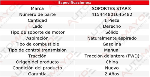 Soporte Tacn De Motor Der Pontiac Sunbird 6 Cil 3.1l 91-94 Foto 2