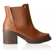 Bota Feminina Chelsea Em Couro Cano Curto Comfortflex 