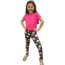 Calça Legging Kukiê Infantil Preta Emojis Inverno