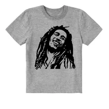 Camiseta Infantil Cinza Bob Marley Reggae Sorrindo