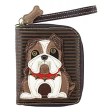 Billetera De Hombre Chala Cuerina Diseño Bulldog Marron