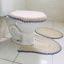 Tapete Croche Banheiro Kit 3 Pçs Com Bico Colorido Promoção 