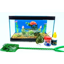 Aquário Bob Beteira 25x12x15 Decorado 5 Em 1 Azul Promoção 